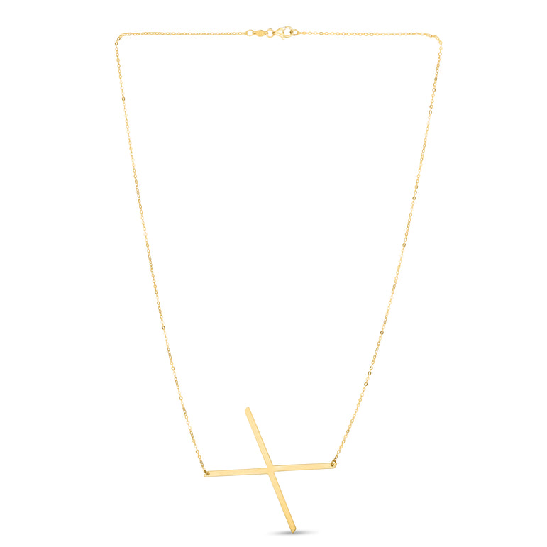 14K Gold Large Initial X Necklace-Yellow | Lobster