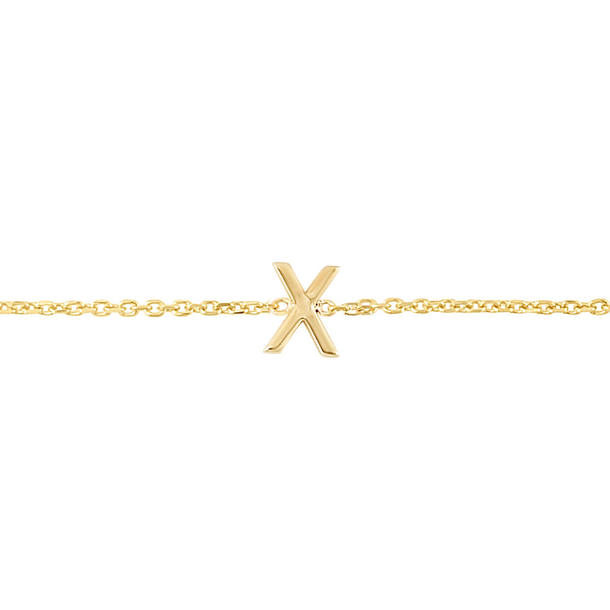 14K Mini Initial X Necklace-Yellow | Spring Ring