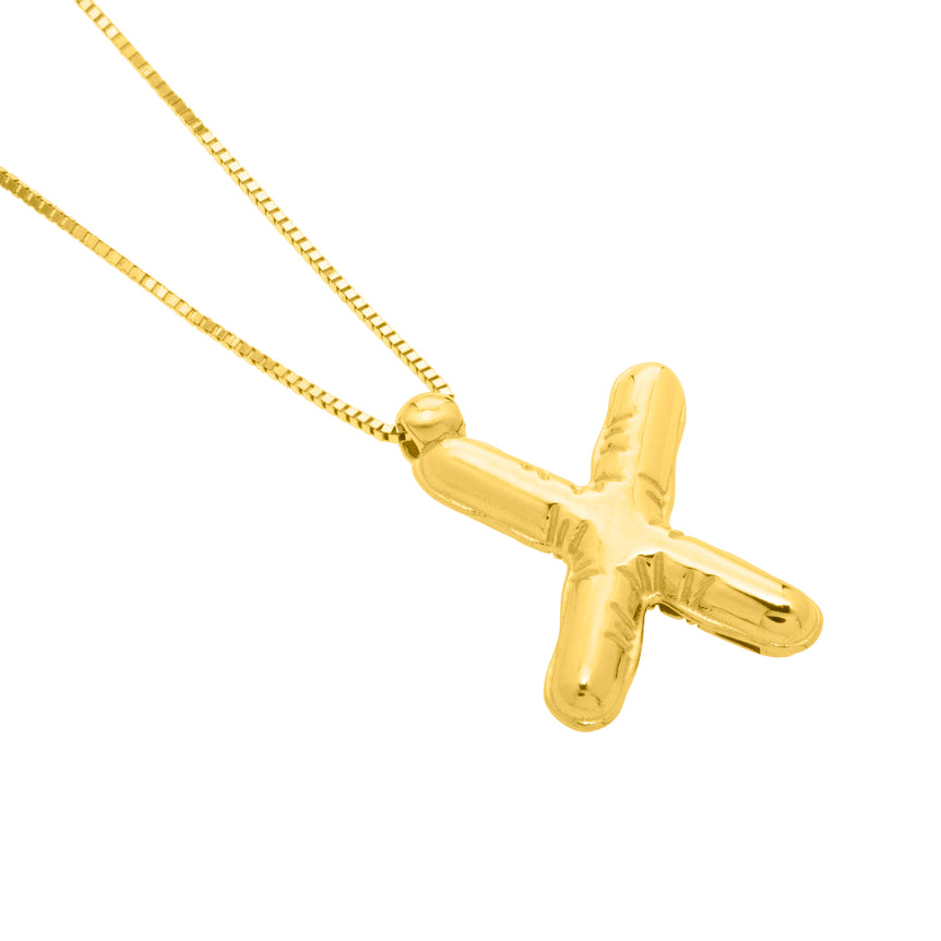 14K Helium Initial X Pendant-Yellow | Spring Ring