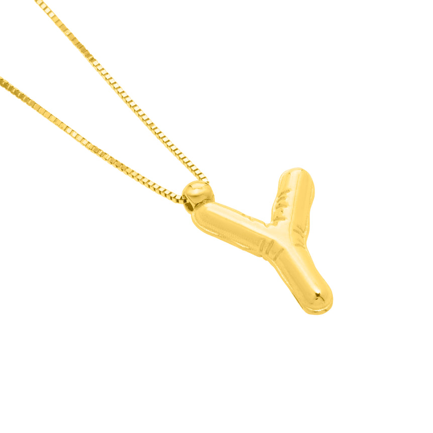 14K Helium Initial Y Pendant-Yellow | Spring Ring
