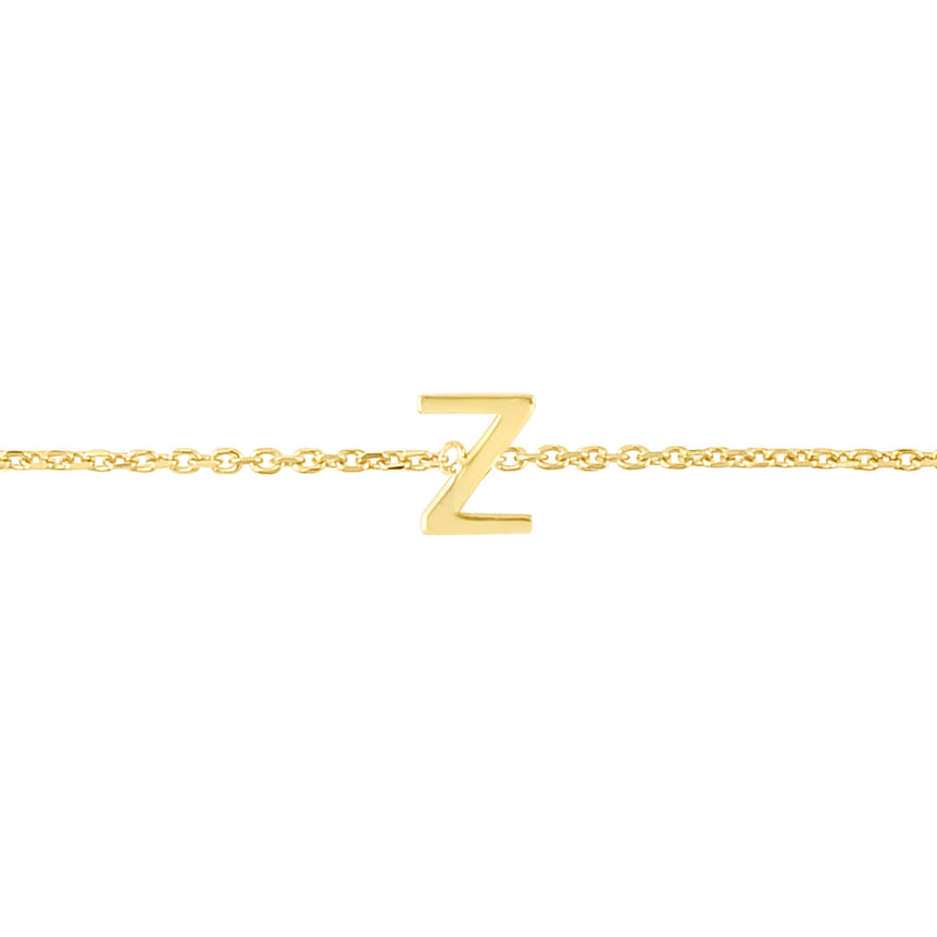 14K Mini Initial Z Necklace-Yellow | Spring Ring