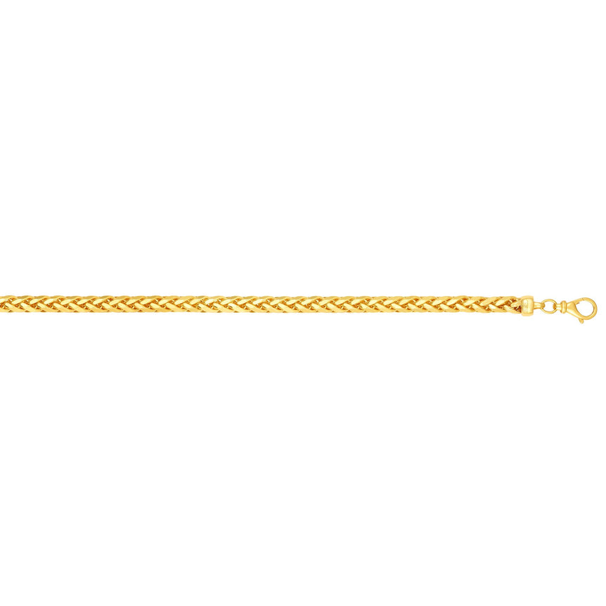 14K Gold 8.5" 4mm Diamond Cut Round Franco Chain -Yellow | Lobster