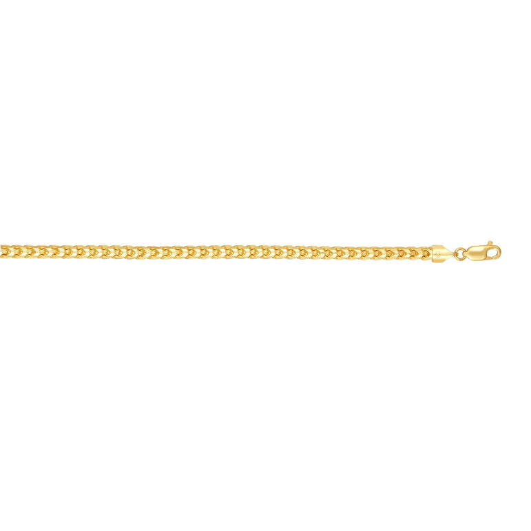 14K Gold 24" 5mm Diamond Cut Round Franco Chain -Yellow | Lobster