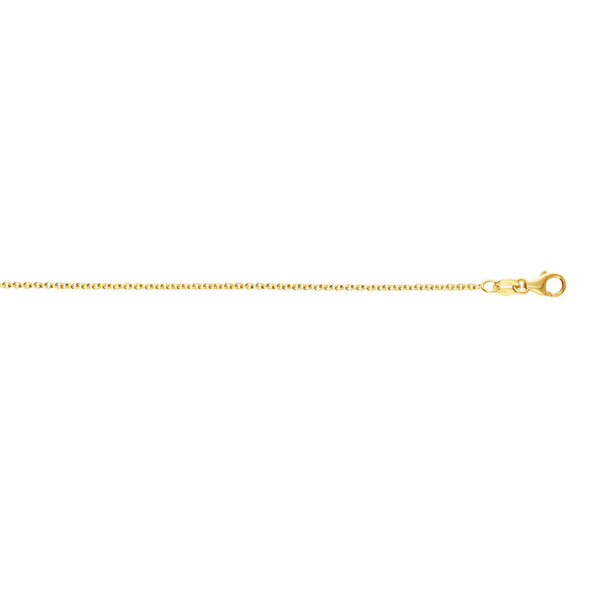 14K Gold 1.5mm Round Cable Chain 20"-Yellow | Lobster