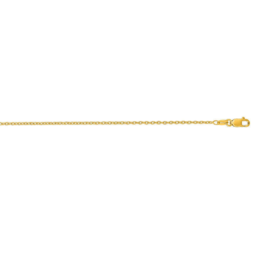 14K Gold 1.5mm Oval Cable Chain -Yellow | Pear Shaped Lobster