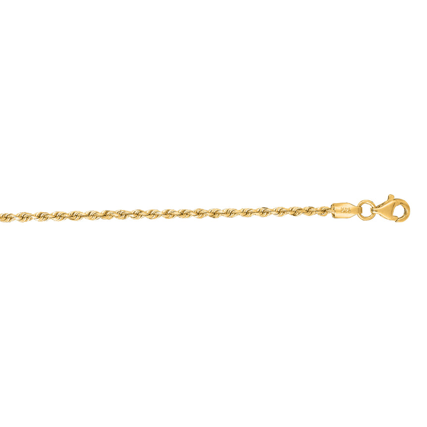 14K Gold 1.8mm Royal Rope Chain-Yellow | Pear Shaped Lobster