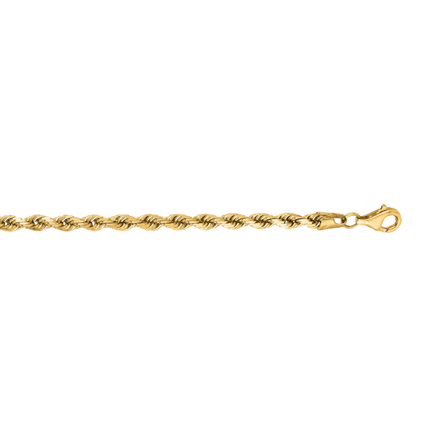 14K Gold 8" 3.8mm Diamond Cut Royal Rope Chain -Yellow | Lobster