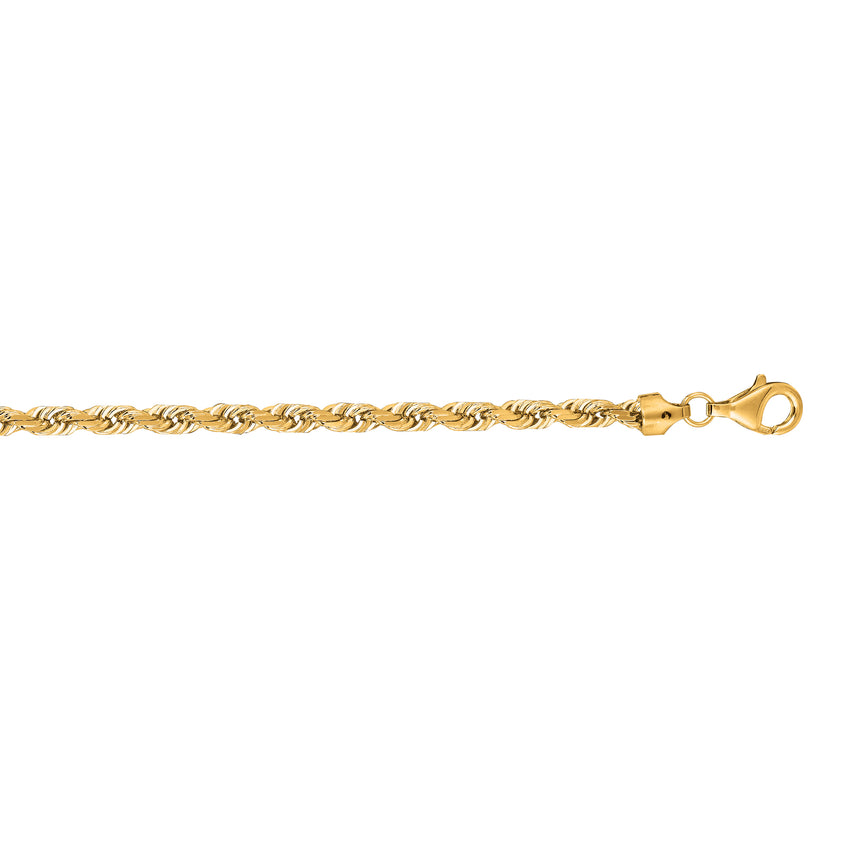 14K Gold 8" 5mm Diamond Cut Royal Rope Chain -Yellow | Lobster
