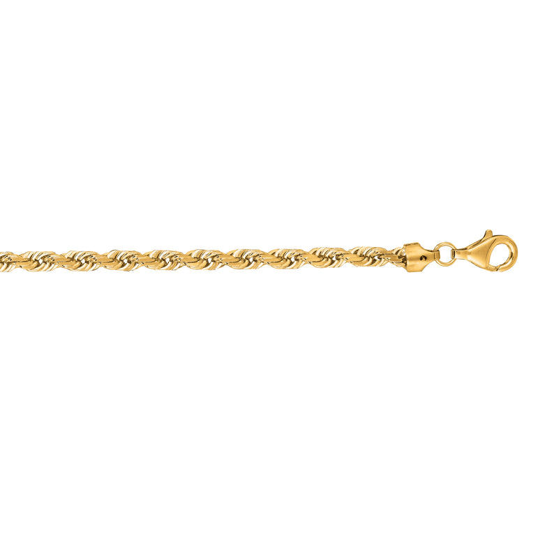 14K Gold 26" 7mm Solid Royal Rope Chain -Yellow | Lobster