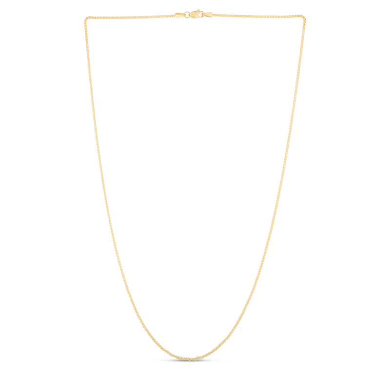 14K Gold 1.2mm Round Wheat Chain -Yellow | Lobster
