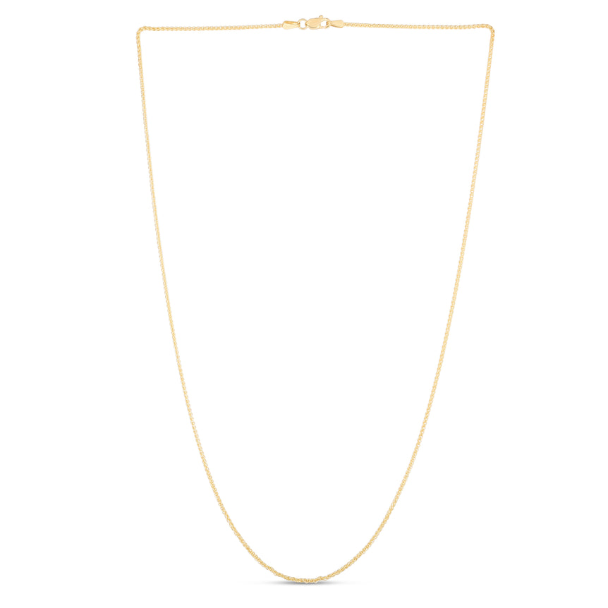 14K Gold 1.2mm Round Wheat Chain -Yellow | Lobster