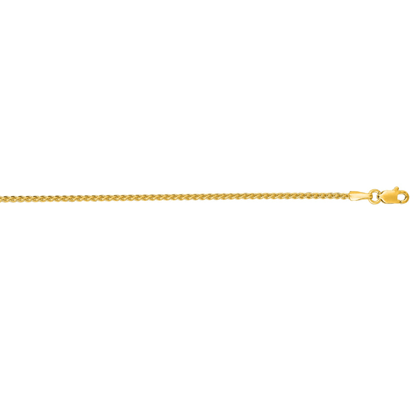 14K Gold 1.5mm Round Wheat Chain -Yellow | Lobster