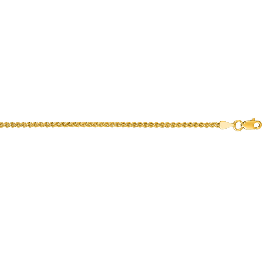 14K Gold 2.1mm Round Wheat Chain -Yellow | Lobster