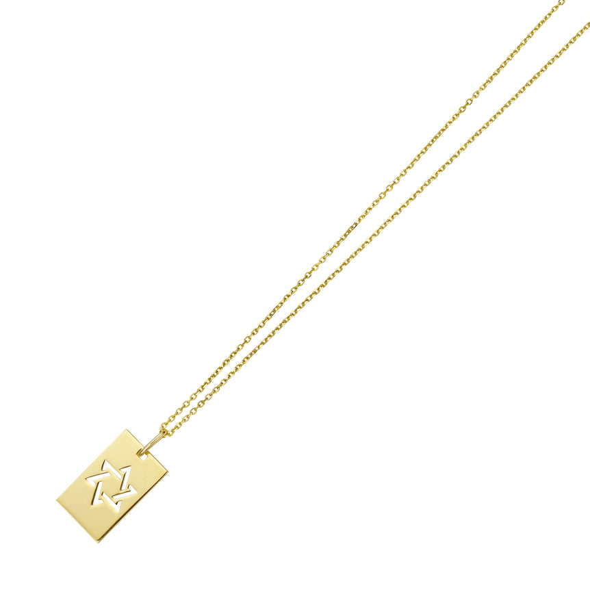 14K Gold Star of David Tag Necklace-Yellow | Lobster