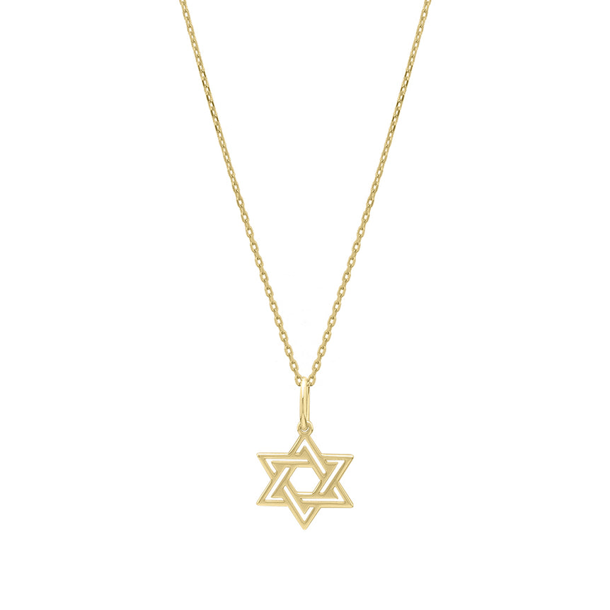 14K Gold Star of David Pendant-Yellow | Lobster
