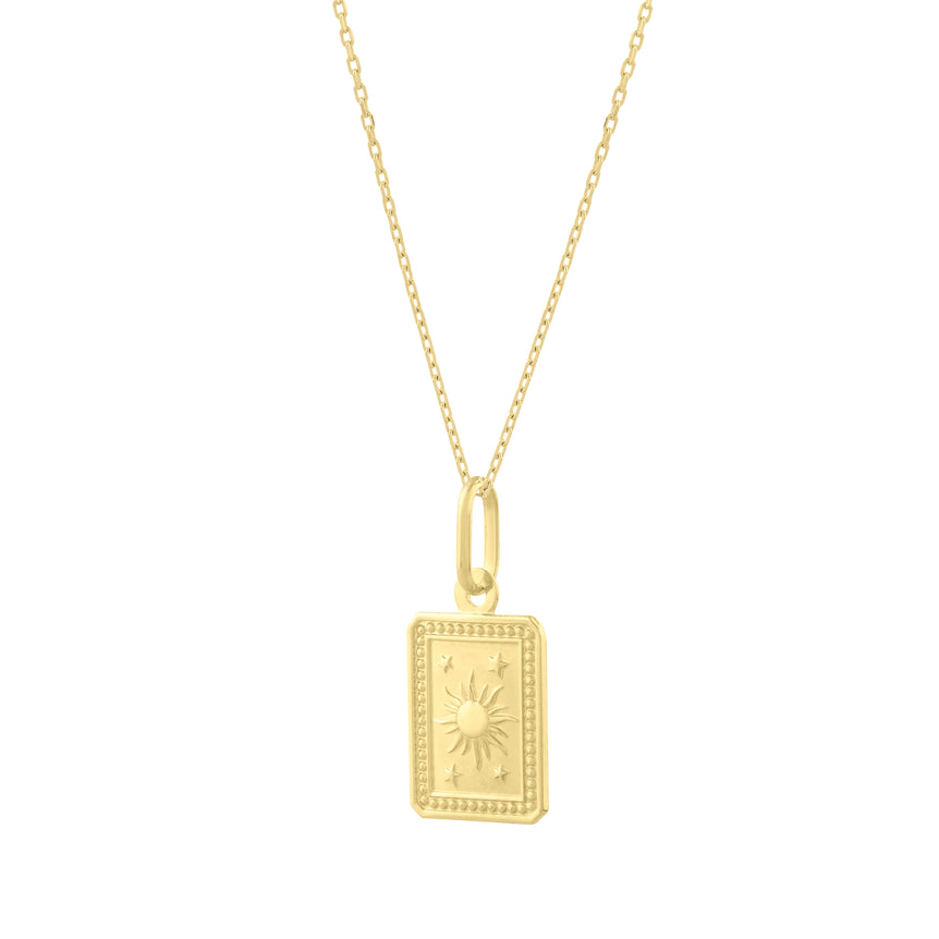 14K Rectangle Sun Pendant -Yellow | Lobster