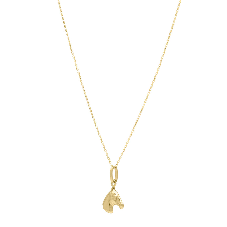 14K Small Horse Pendant -Yellow | Lobster