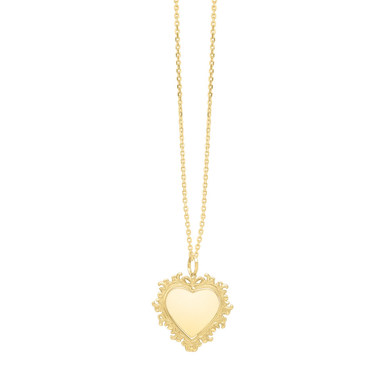 14K Baroque Heart Pendant-Yellow