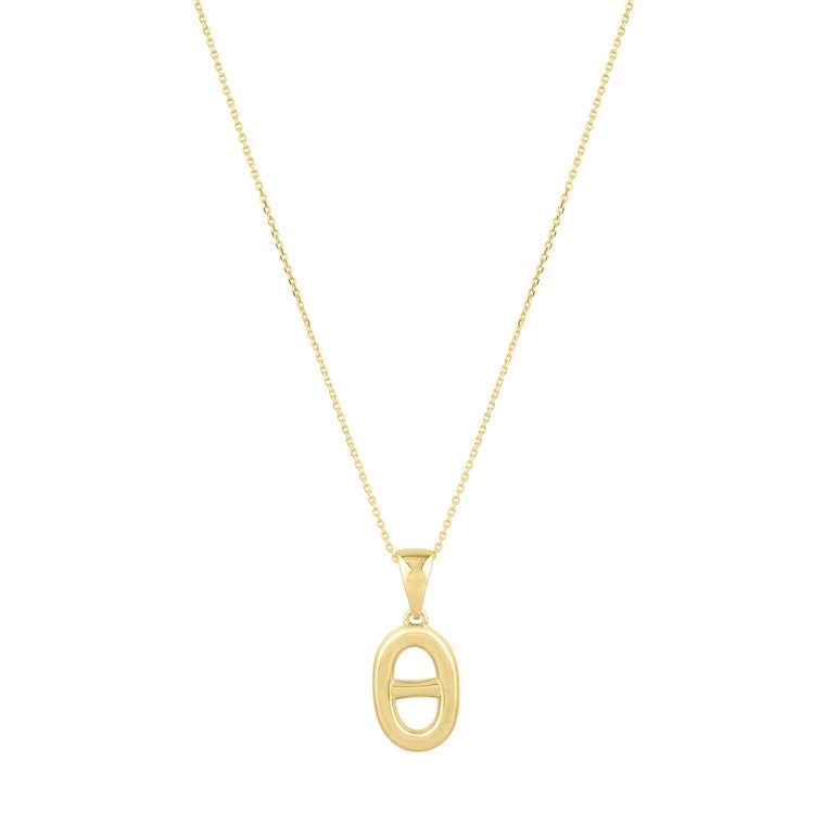 14K Puff Mariner Link Pendant -Yellow | Lobster