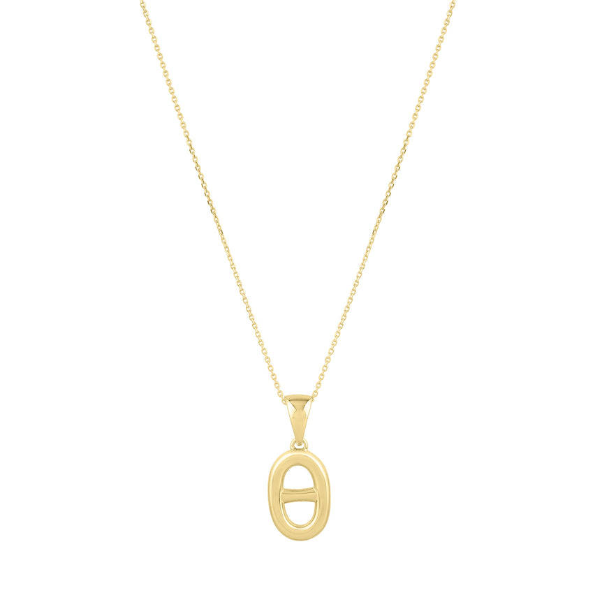 14K Puff Mariner Link Pendant -Yellow | Lobster
