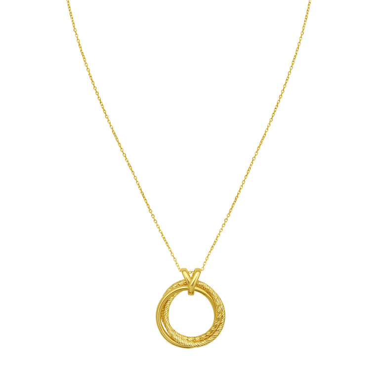 14K Interlocking DC Trinity Necklace-Yellow