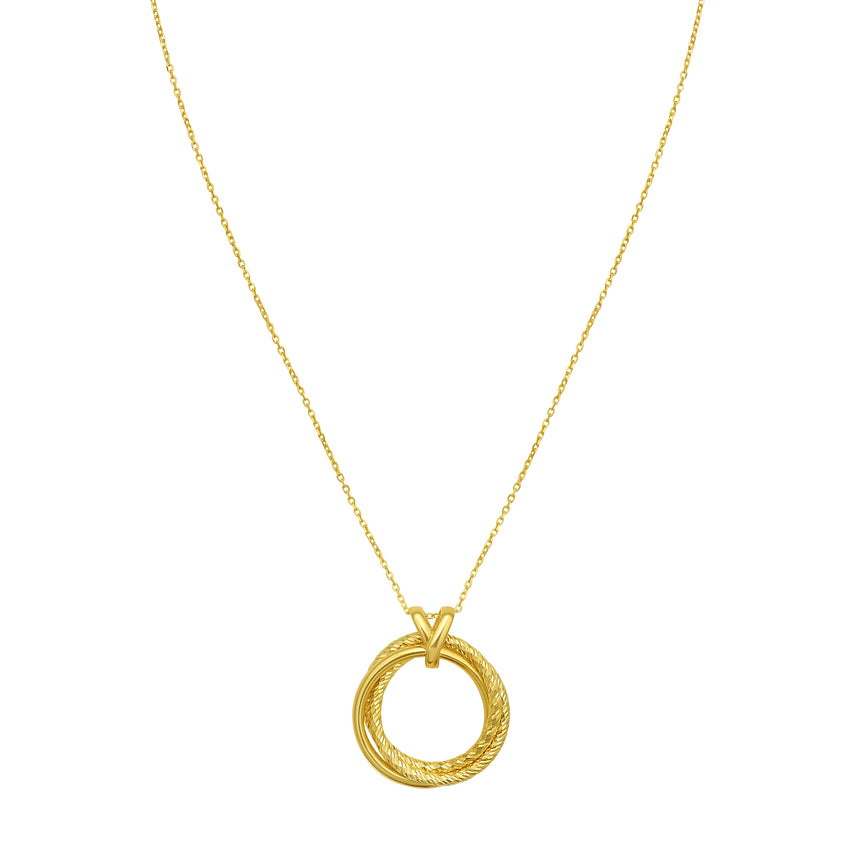14K Interlocking DC Trinity Necklace-Yellow