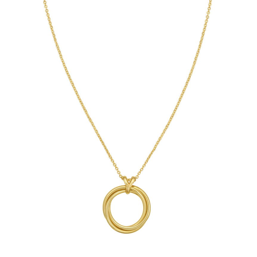 14K Interlocking Medium Trinity Necklace-Yellow