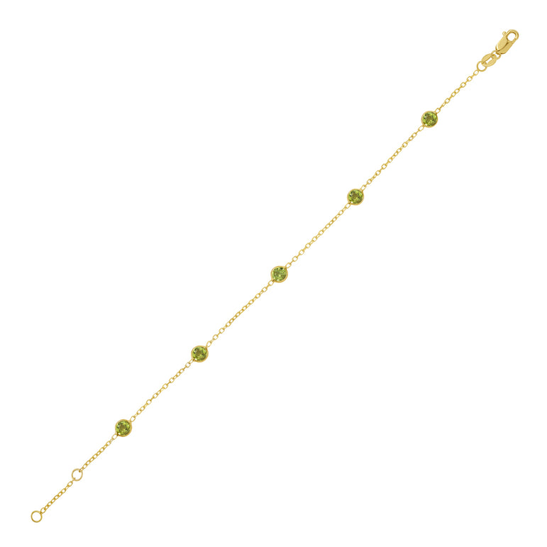 14K Peridot Station Bracelet-Yellow | Lobster