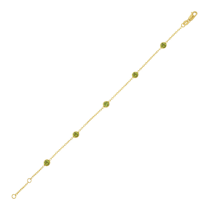 14K Peridot Station Bracelet-Yellow | Lobster