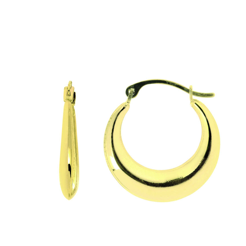 14K Gold Polished Round Graduated Back to Back Hoop Earring-Yellow | Hinged