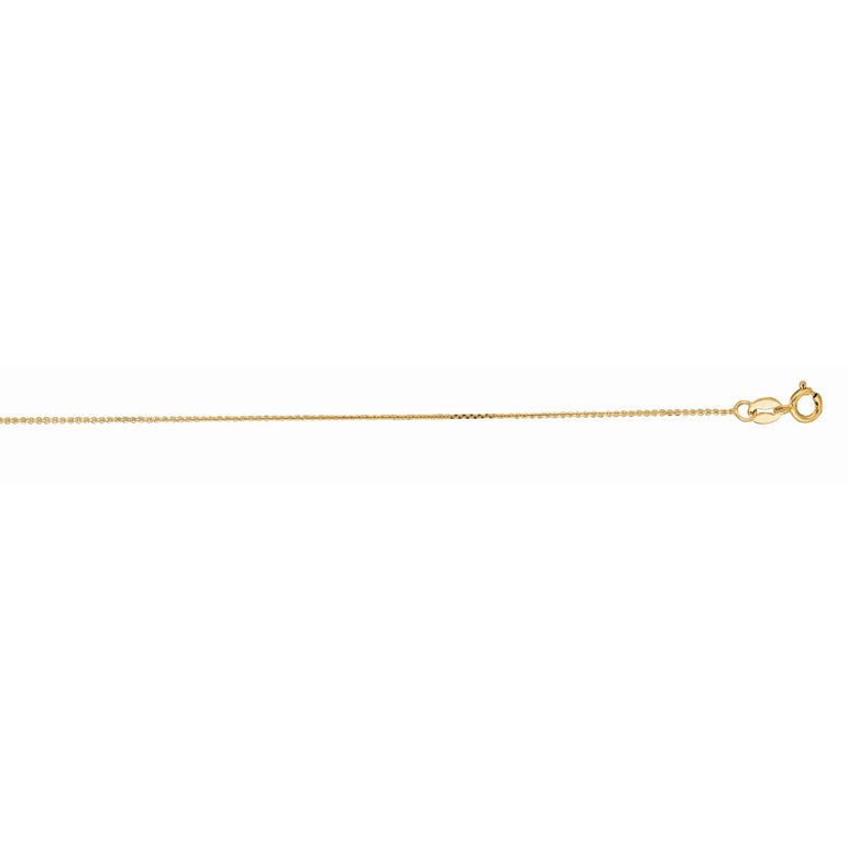 14K Gold 0.87mm Diamond Cut Cable Chain-Yellow | Spring Ring