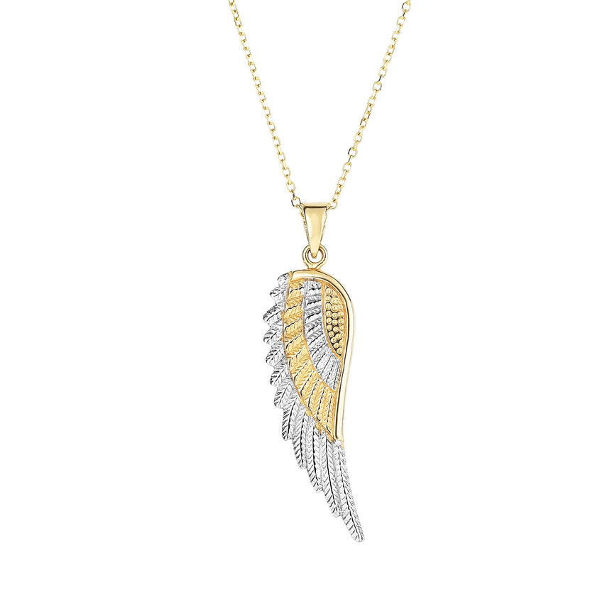 14K Two-tone Gold Angel Wing Necklace-Two-tone | Lobster