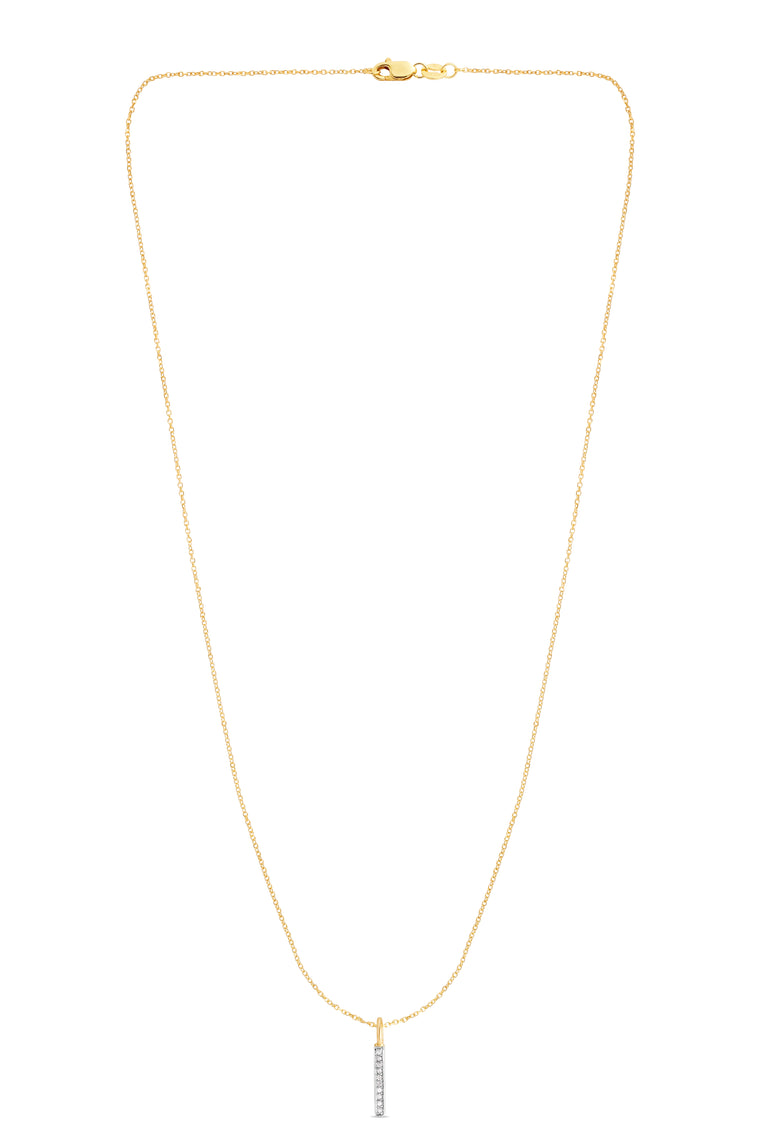 14K Gold .06ct Diamond Bar Necklace-Yellow | Lobster