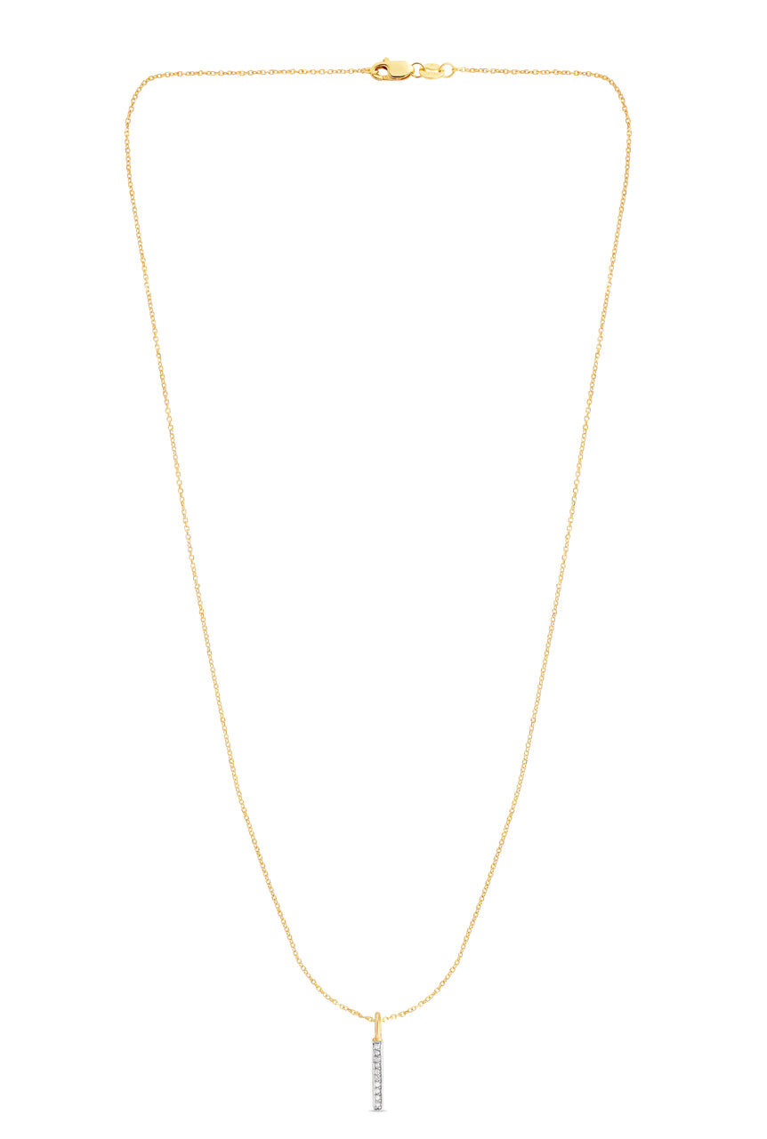 14K Gold .06ct Diamond Bar Necklace-Yellow | Lobster