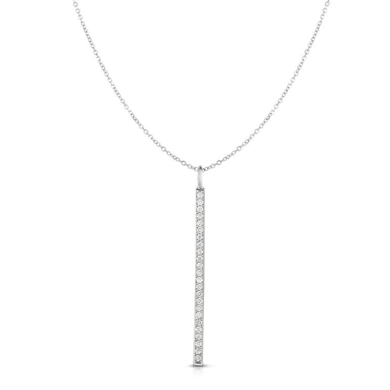 14K Gold .25ct Diamond Bar Necklace-White | Lobster