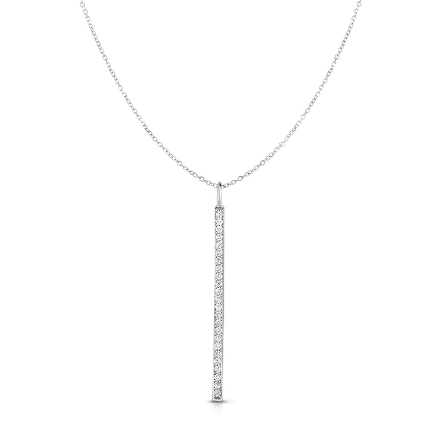 14K Gold .25ct Diamond Bar Necklace-White | Lobster
