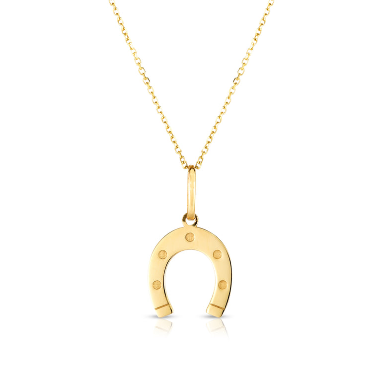 14K Gold Horseshoe Necklace-Yellow | Lobster
