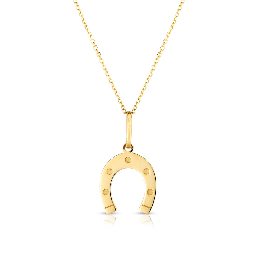 14K Gold Horseshoe Necklace-Yellow | Lobster