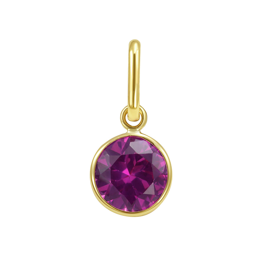 14K Round Pink Sapphire Charm-Yellow | Lobster