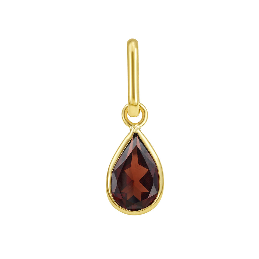 14K Pear Garnet Charm-Yellow