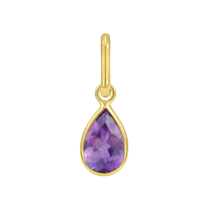 14K Pear Amethyst Charm-Yellow