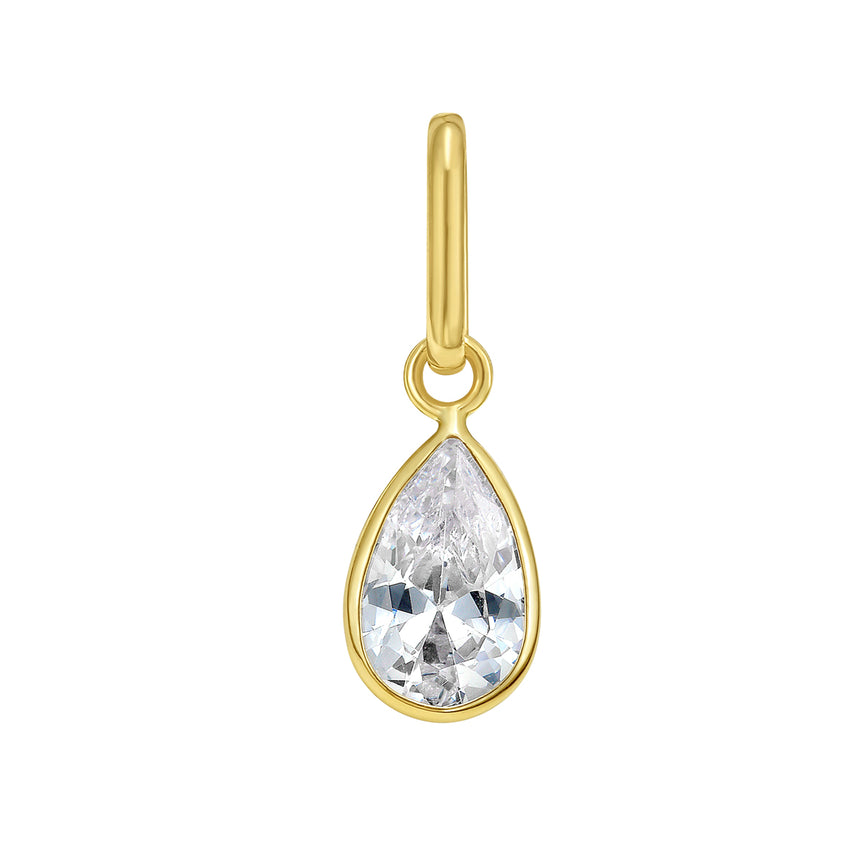 14K Pear Clear CZ Charm-Yellow