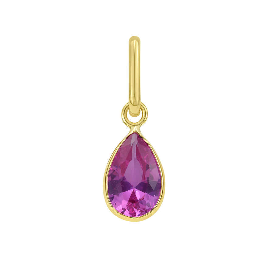 14K Pear Pink Sapphire Charm-Yellow