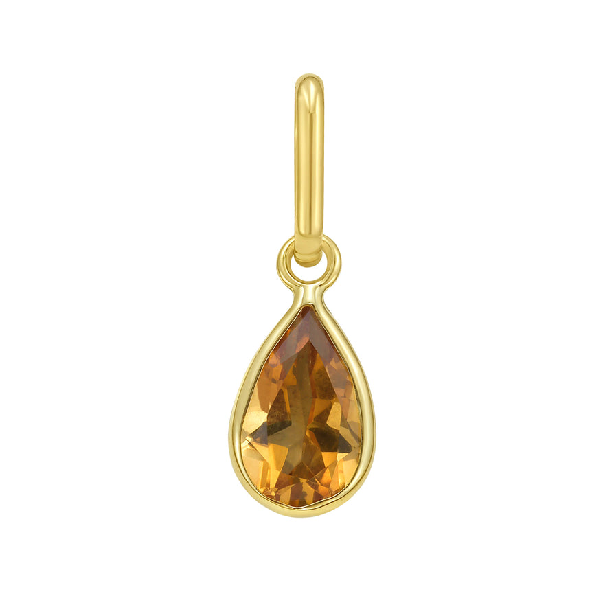 14K Pear Citrine Charm-Yellow