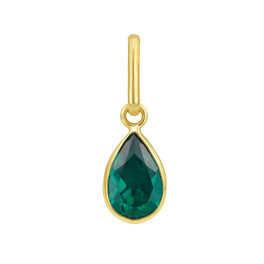 14K Pear Emerald Charm-Yellow
