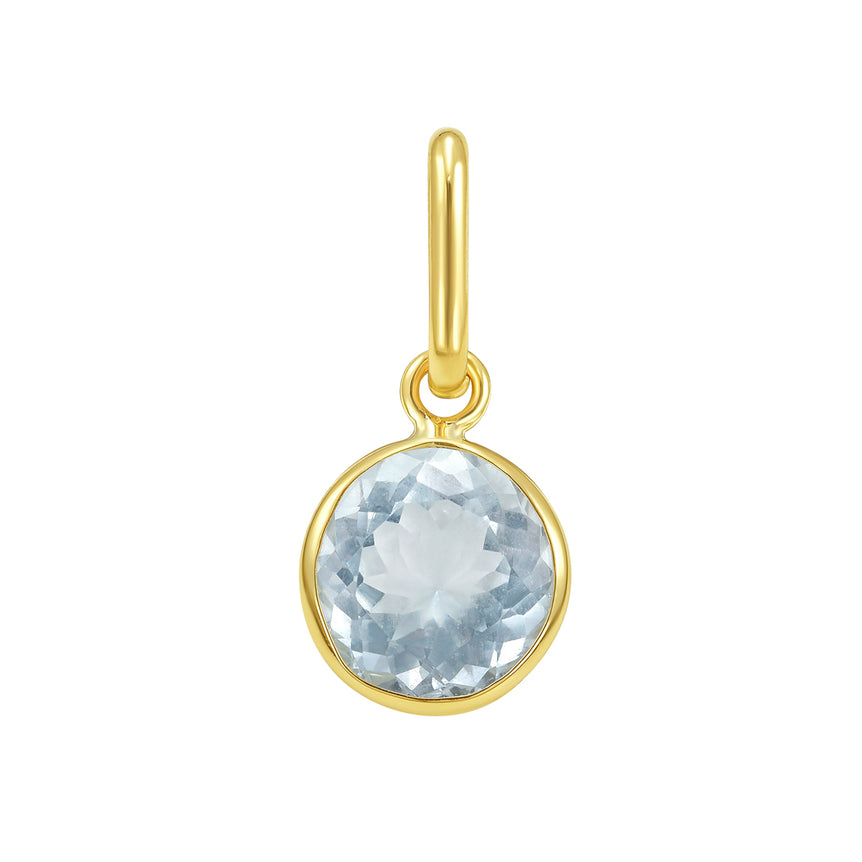 14K Round Aqua Charm-Yellow | Lobster