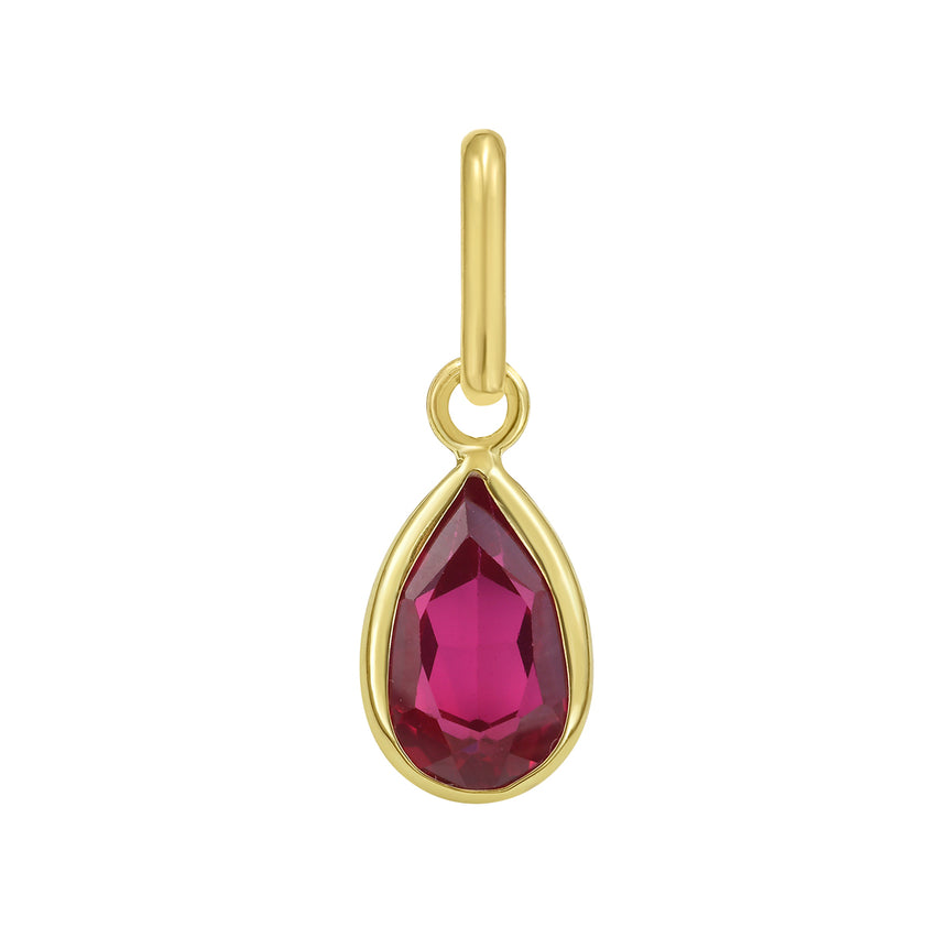 14K Pear Ruby Charm-Yellow