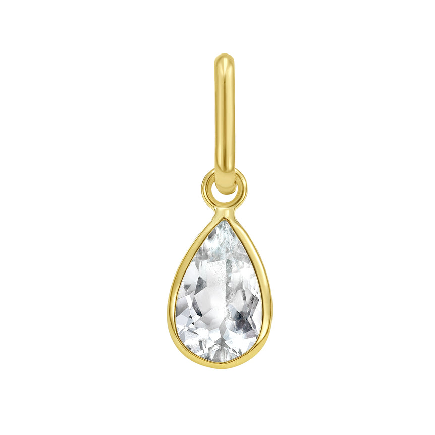 14K Pear Aqua Charm-Yellow