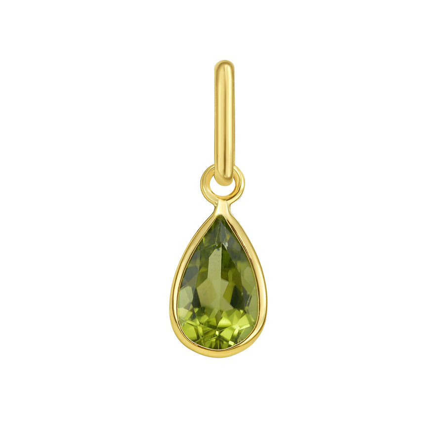14K Pear Peridot Charm-Yellow