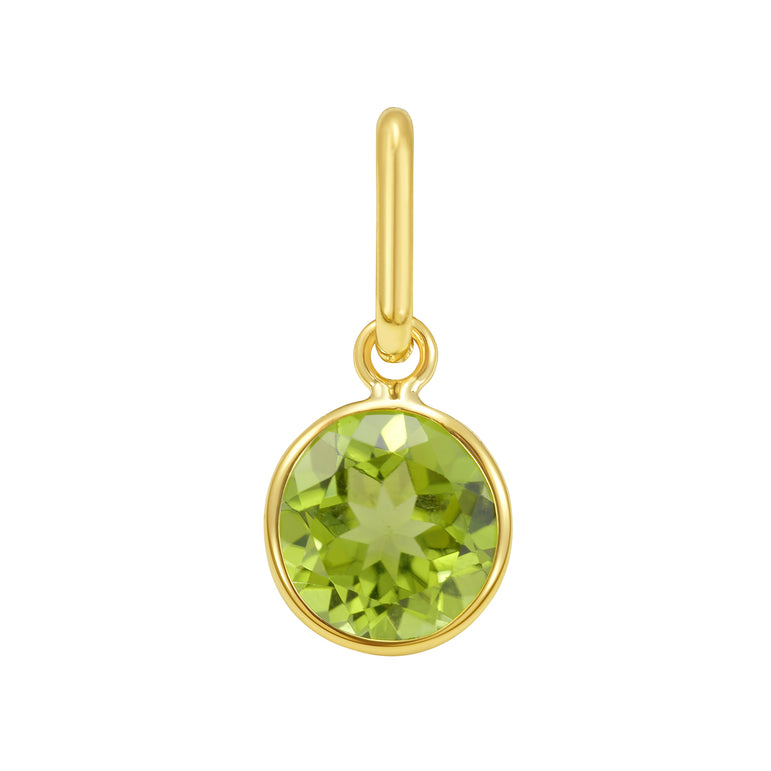 14K Round Peridot Charm-Yellow | Lobster